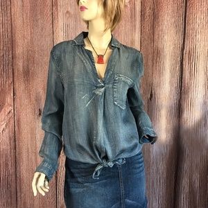 Thread & Supply Chambray Top Blue Small
